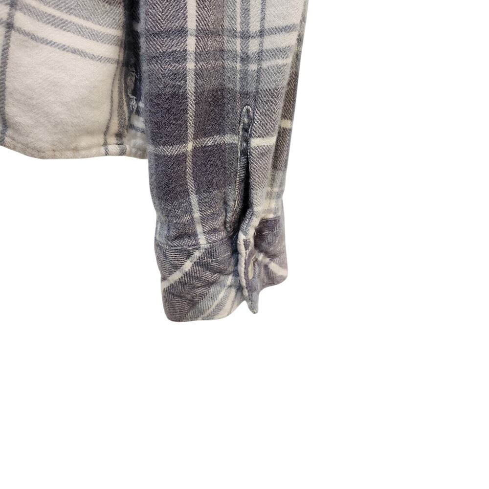 Altar'd State Long Sleeve Blouse Flannel Top Pullover Casual Plaid Purple Small - Picture 10 of 13